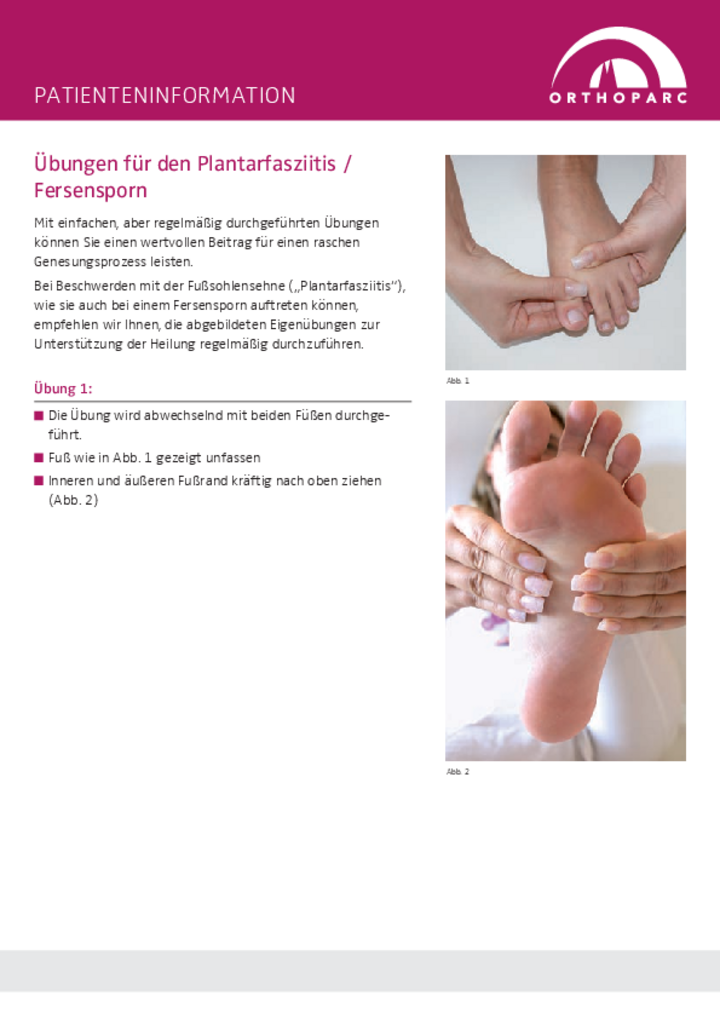 Übungen für den Plantarfasziitis / Fersensporn