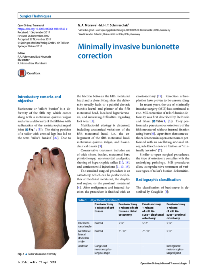 Minimally invasive bunionette correction